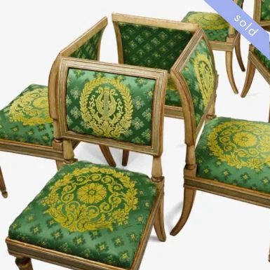 SEVEN CHAIRS LACQUERED MILANO, 1820 CIRCA