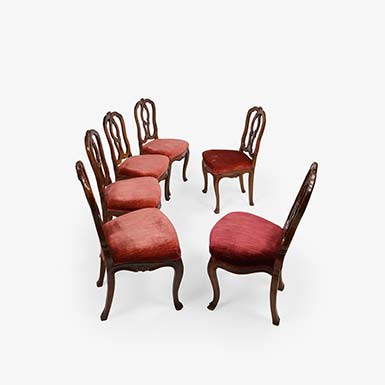 SEI SEDIE DI NOCE. VENEZIA, 1750 CIRCA