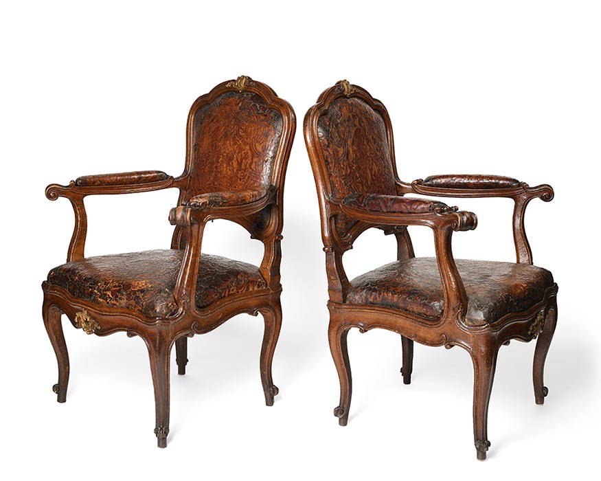 Coppia di poltrone Coperture originali di cuoio impresso Lombardia