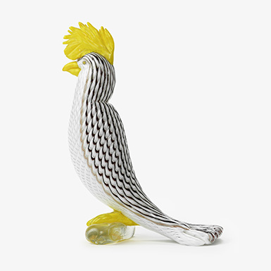 GLASS PARROT SHAPED SCULPTURE “PSITACCUS”. DINO MARTENS