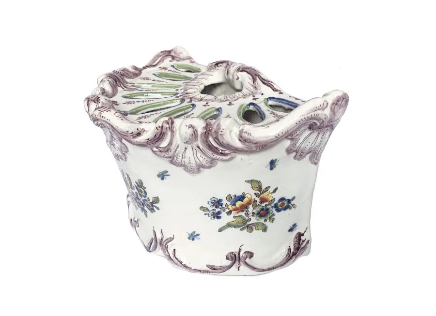 Vaso da fiori a mezzaluna di maiolica manganese