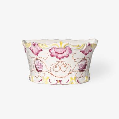 VASO DA FIORI DA APPOGGIO A MEZZALUNA DI MAIOLICA